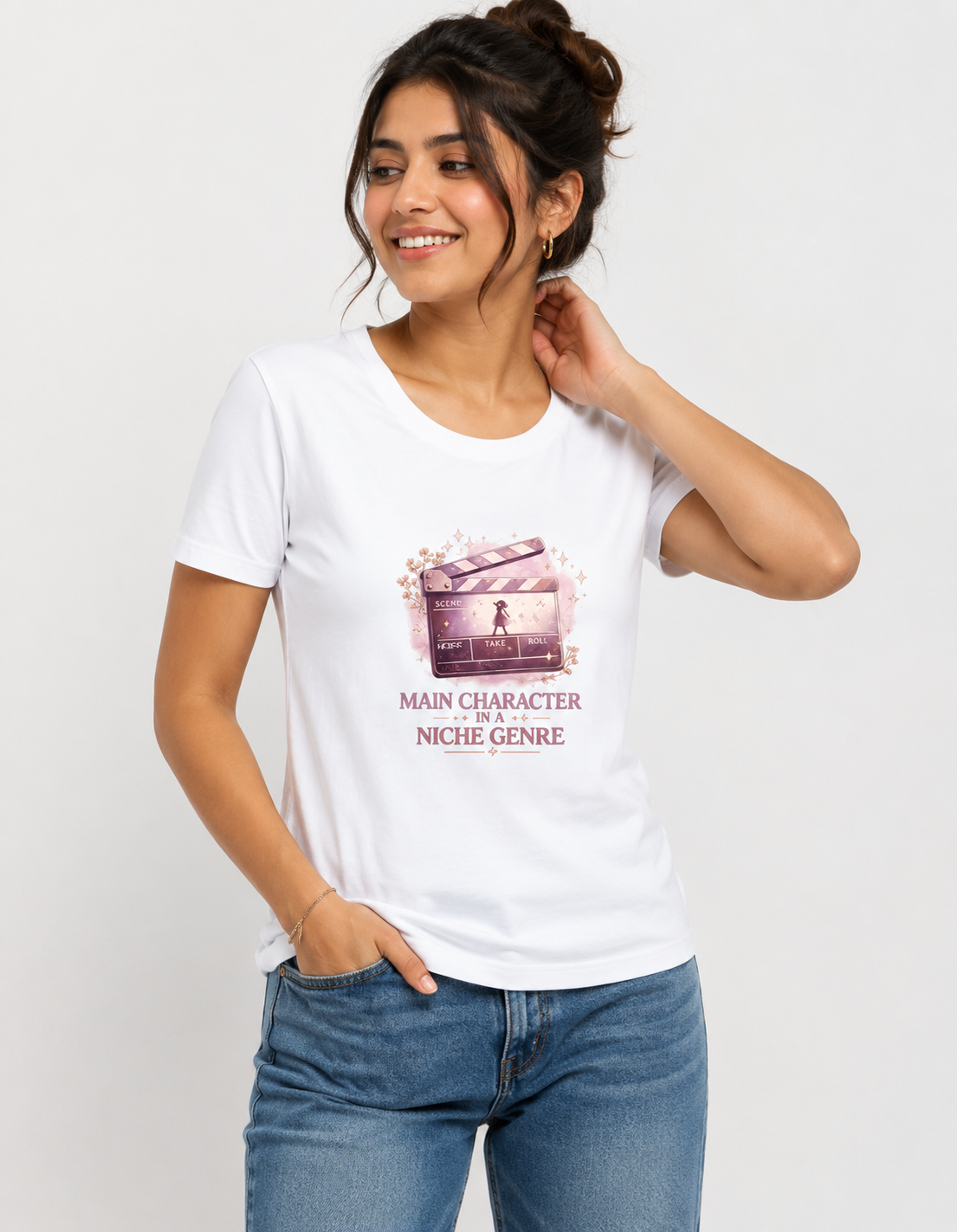 Main Character In A Niche Genre - Classic Crew Cotton T-Shirt for Women