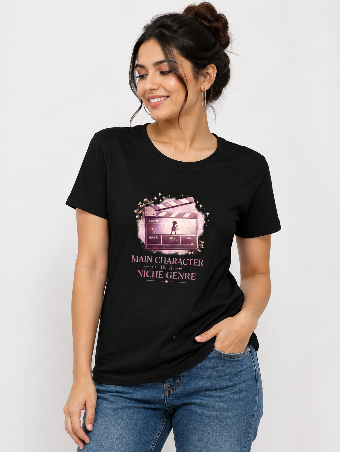 Main Character In A Niche Genre - Classic Crew Cotton T-Shirt for Women