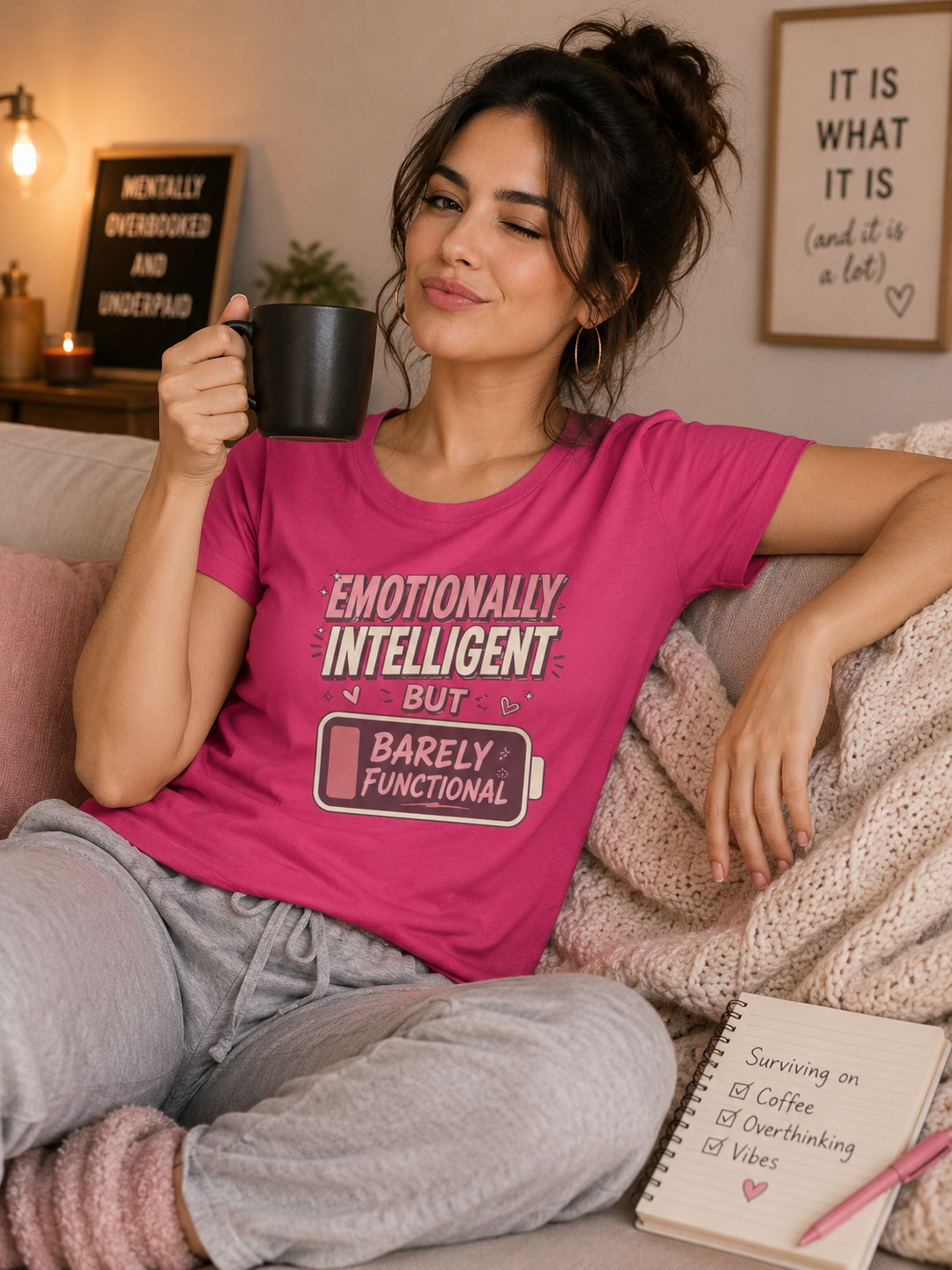 Emotionally Intelligent but Barely Functional - Classic Crew Cotton T-Shirt for Women