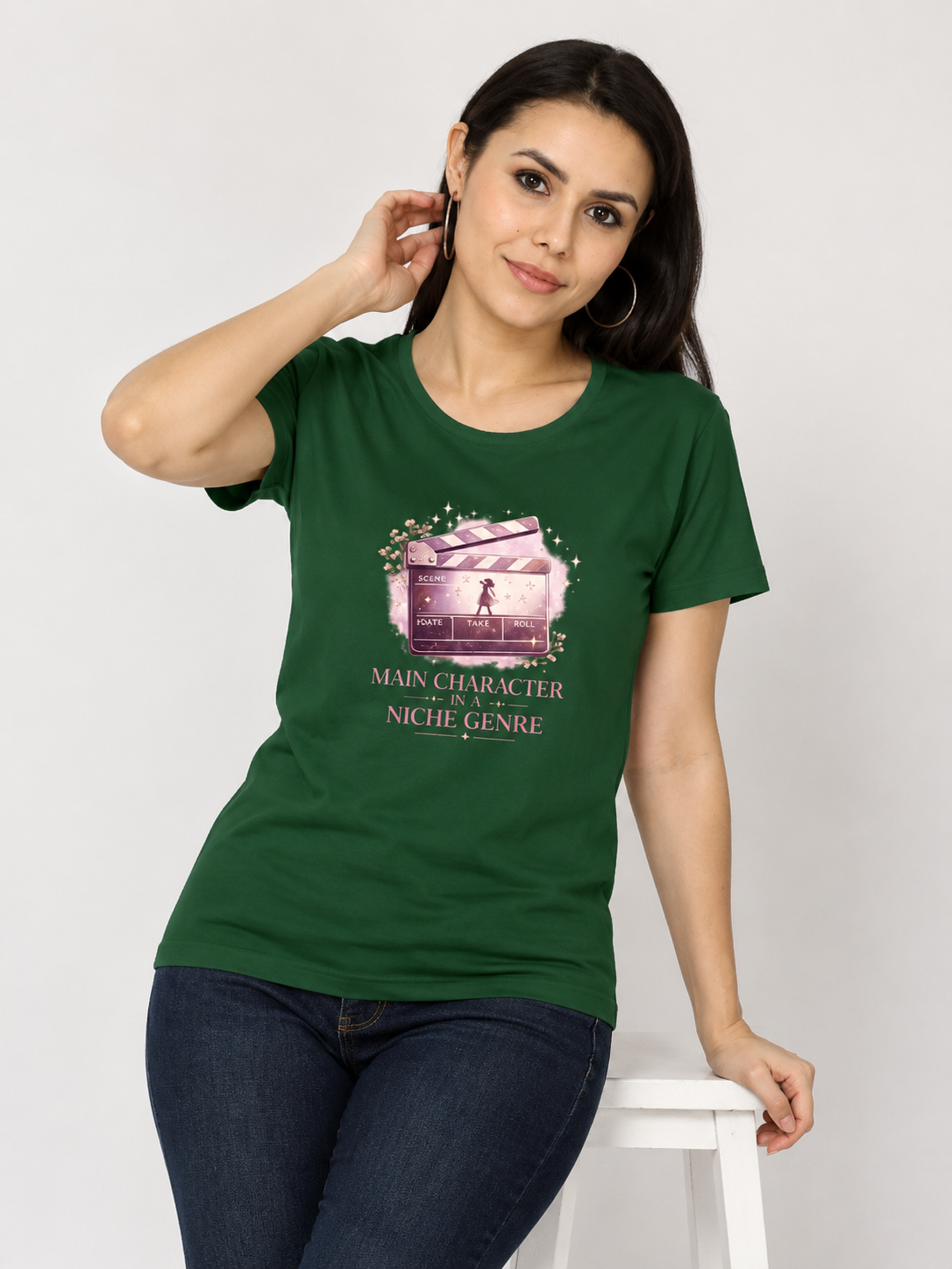 Main Character In A Niche Genre - Classic Crew Cotton T-Shirt for Women