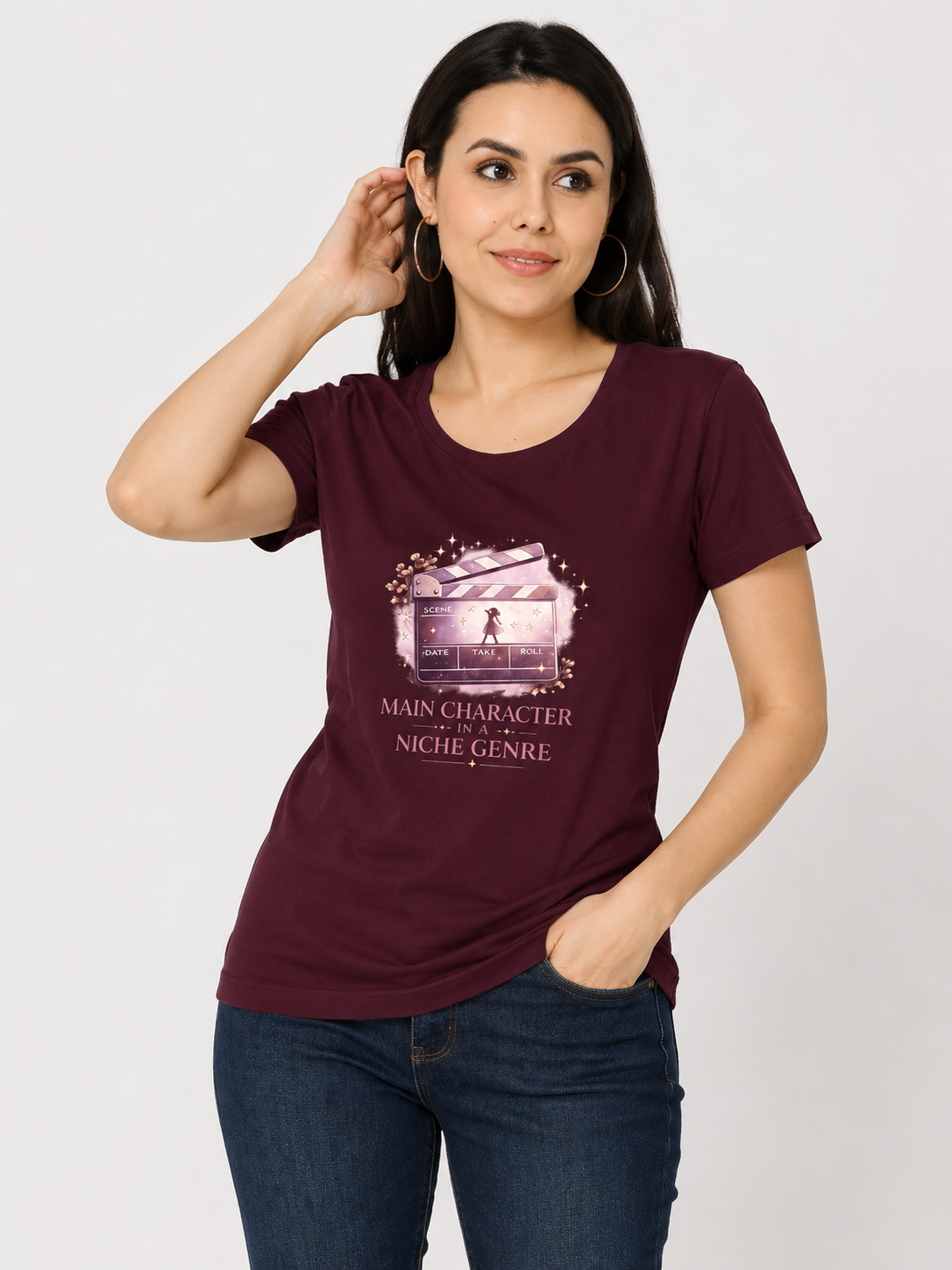 Main Character In A Niche Genre - Classic Crew Cotton T-Shirt for Women