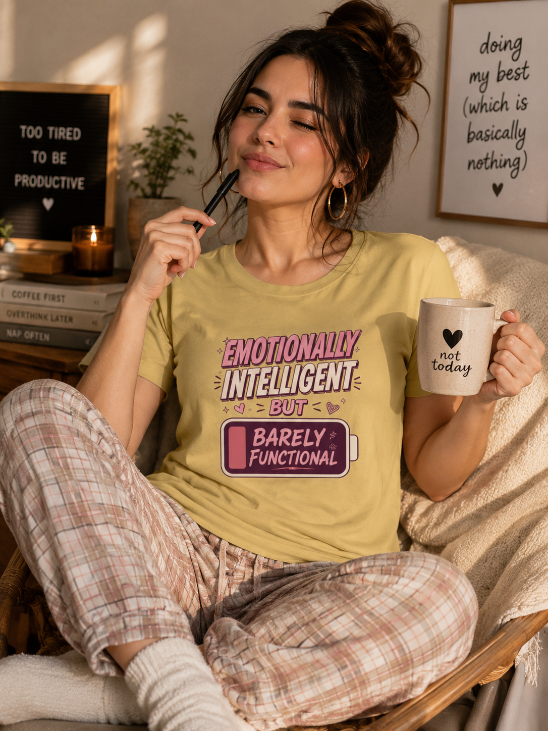 Emotionally Intelligent but Barely Functional - Classic Crew Cotton T-Shirt for Women