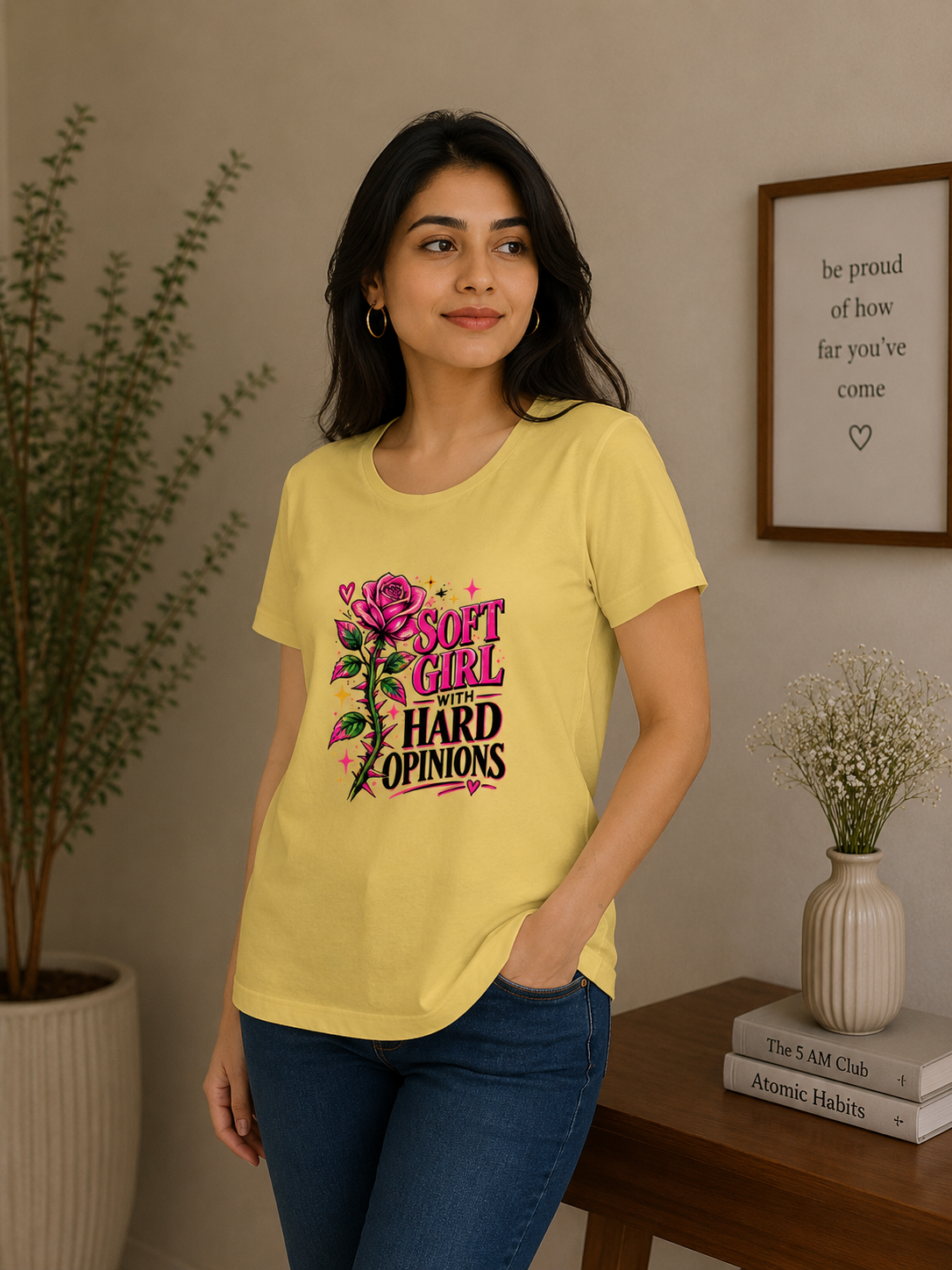 Soft Girl with Hard Opinions - Classic Crew Cotton T-Shirt for Women