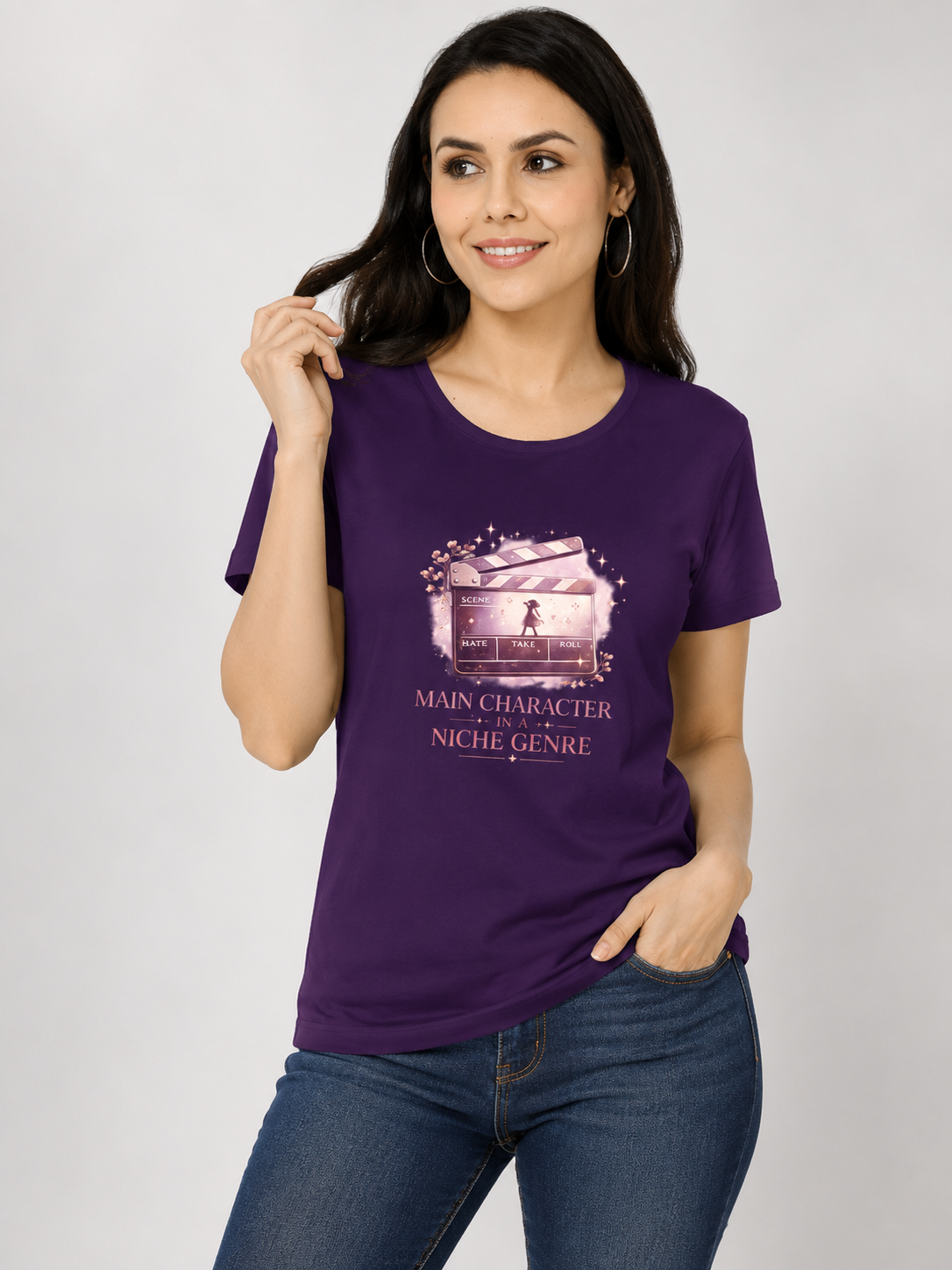 Main Character In A Niche Genre - Classic Crew Cotton T-Shirt for Women