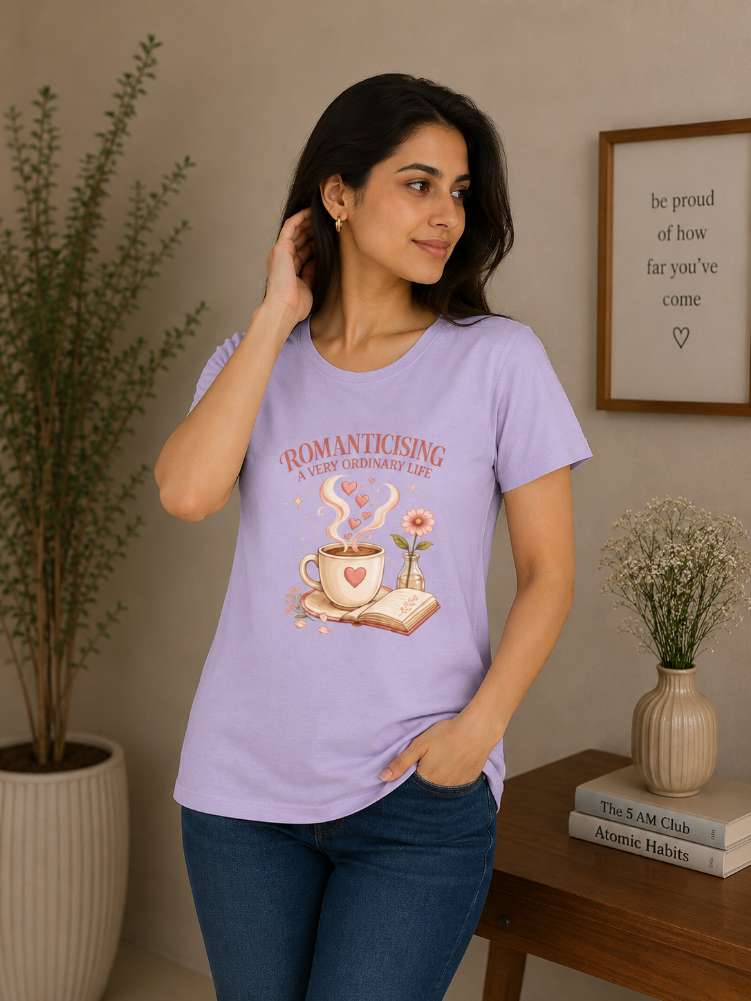 Romanticizing A Very Ordinary Life - Classic Crew Cotton T-Shirt for Women