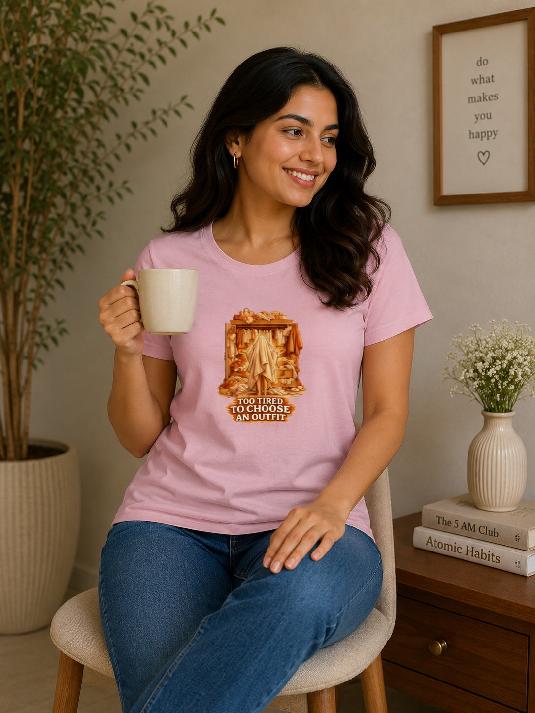 Too Tired to Choose an Outfit - Classic Crew Cotton T-Shirt for Women