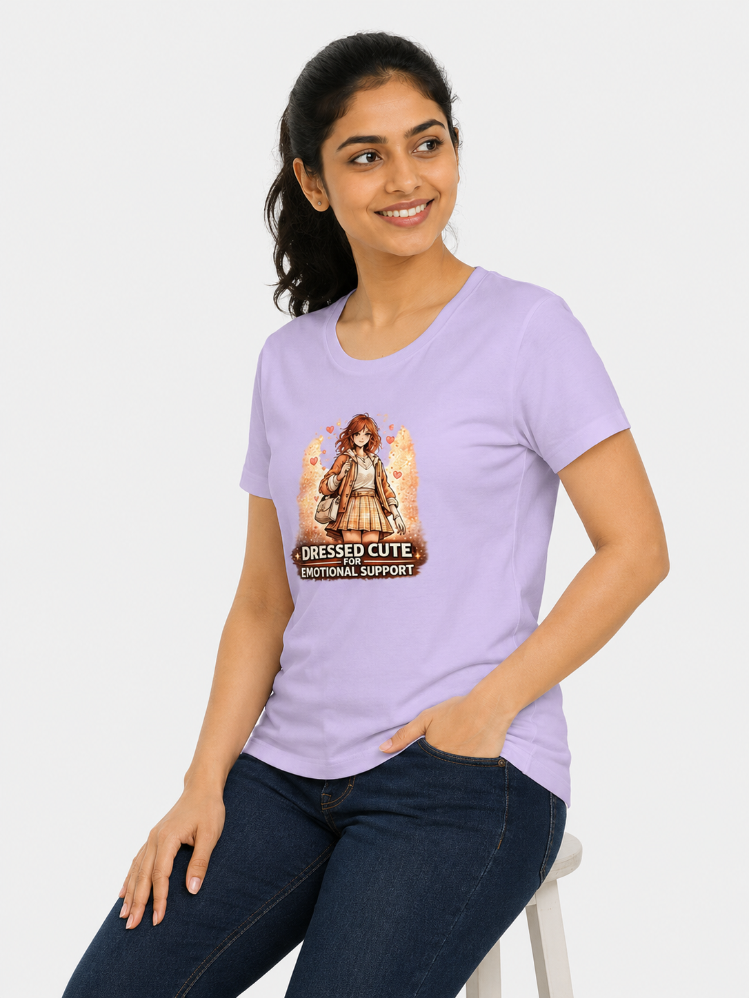 Dressed Cute For Emotional Support Women's Graphic T-Shirt | Funny Aesthetic Cotton T-shirt