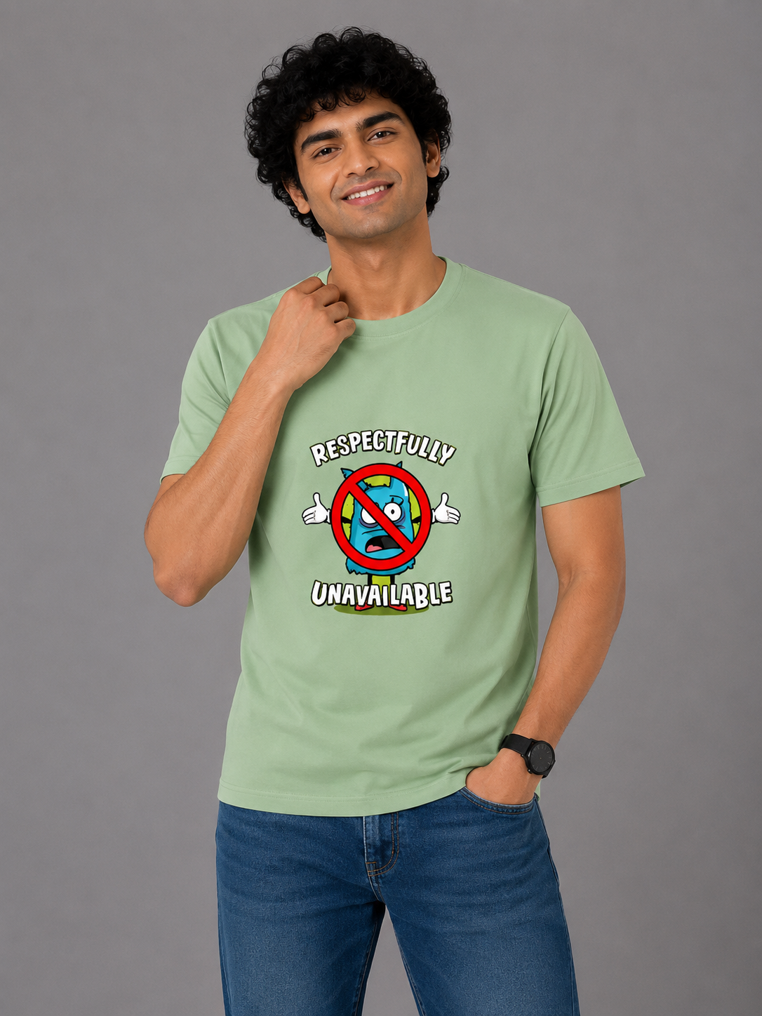Respectfully Unavailable - Classic Crew Cotton T-Shirt for Men