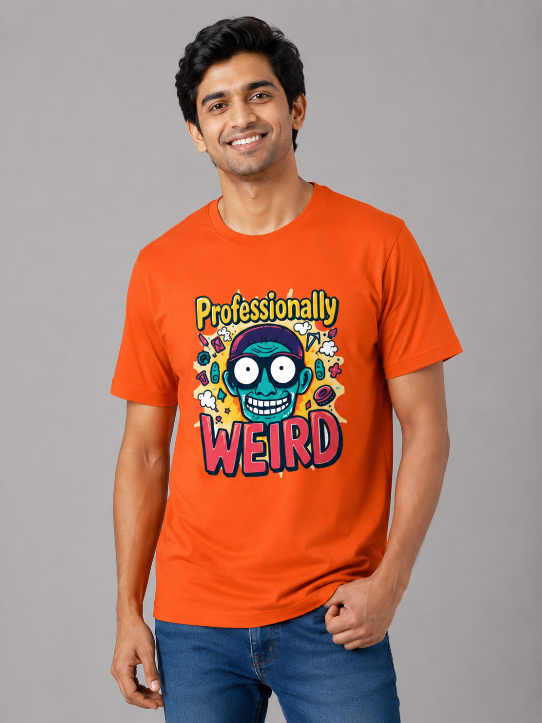 Professionally Weird - Classic Crew Cotton T-Shirt for Men