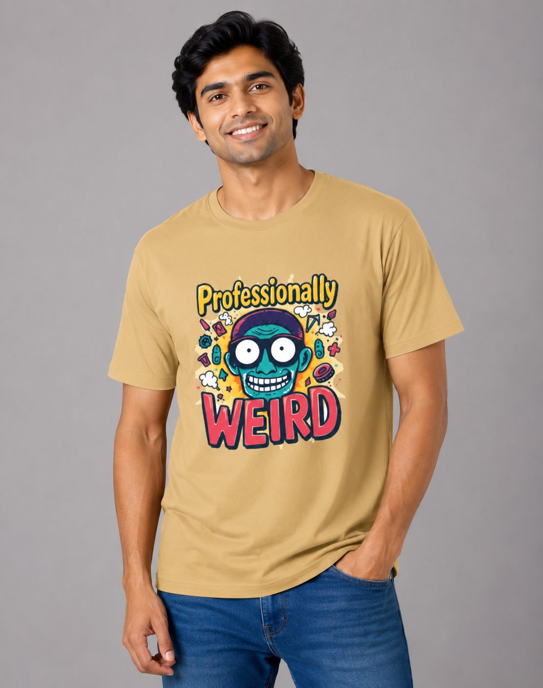 Professionally Weird - Classic Crew Cotton T-Shirt for Men