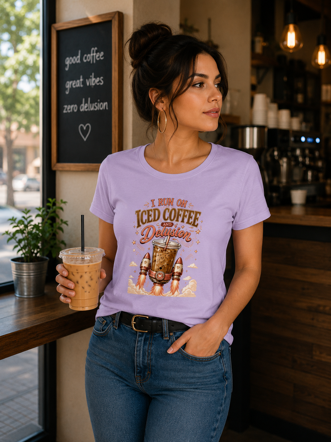 I Run on Iced Coffee and Delusion - Classic Crew Cotton T-Shirt for Women