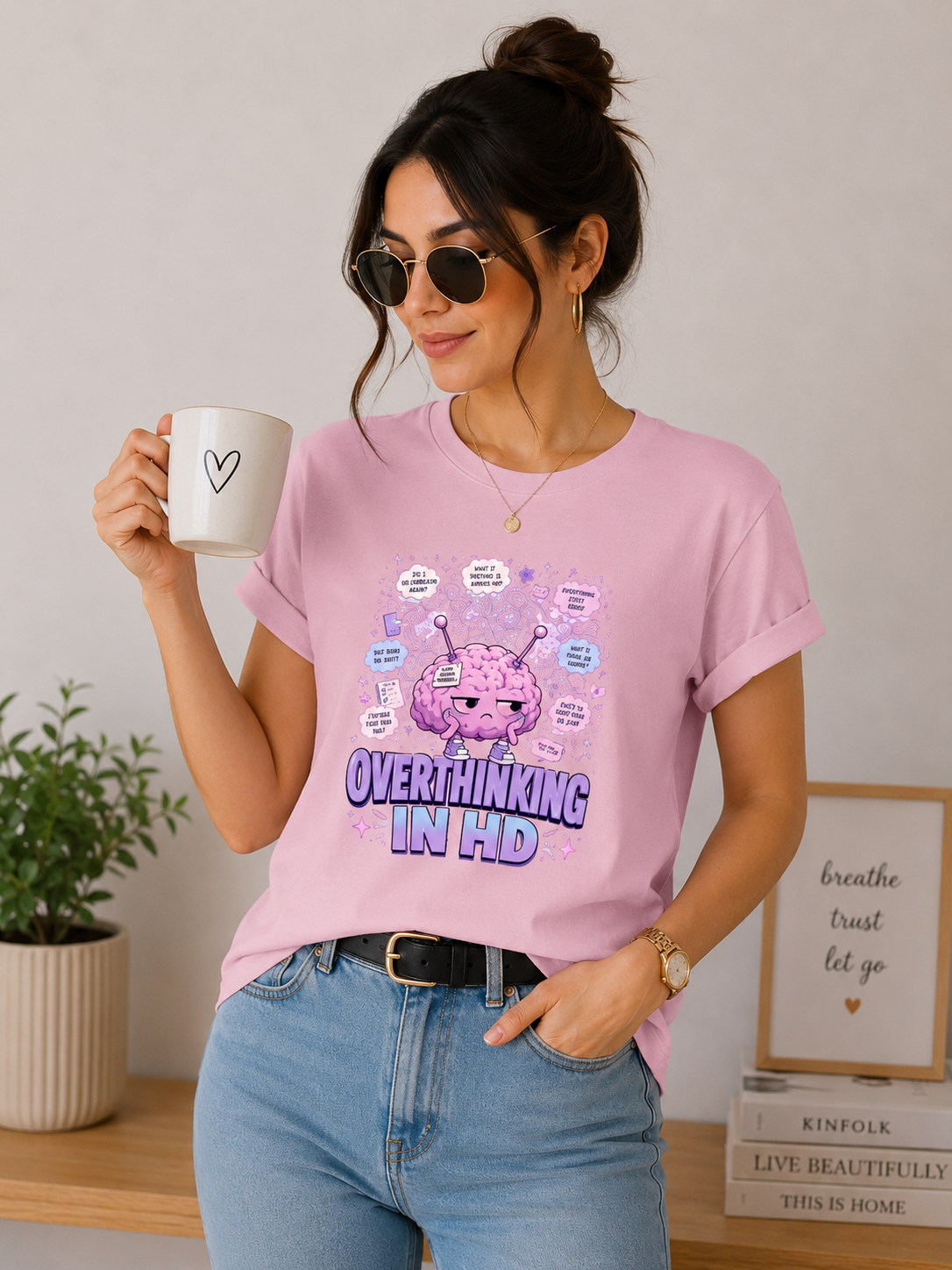Overthinking In HD - Classic Crew Cotton T-Shirt for Women