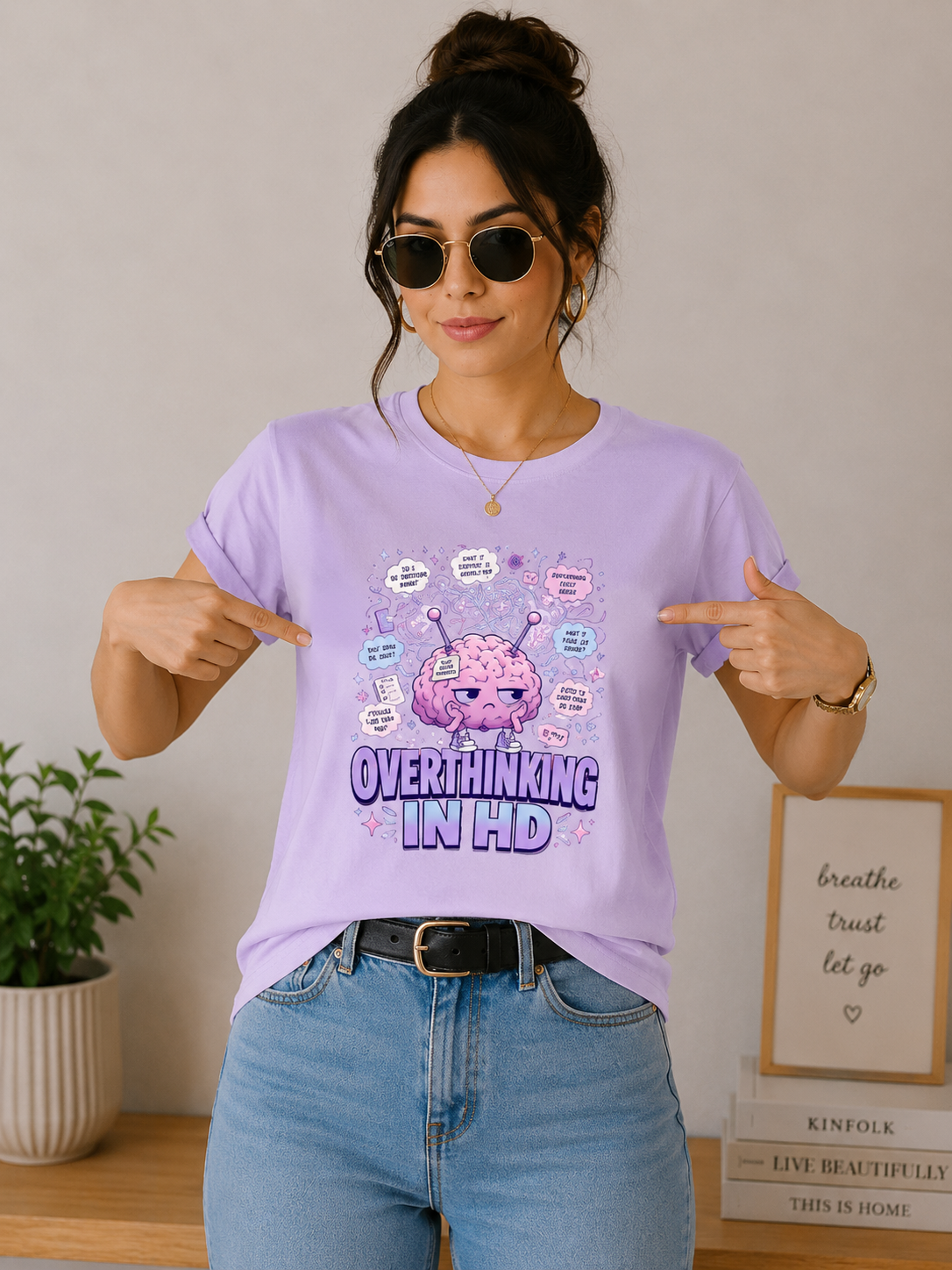 Overthinking In HD - Classic Crew Cotton T-Shirt for Women