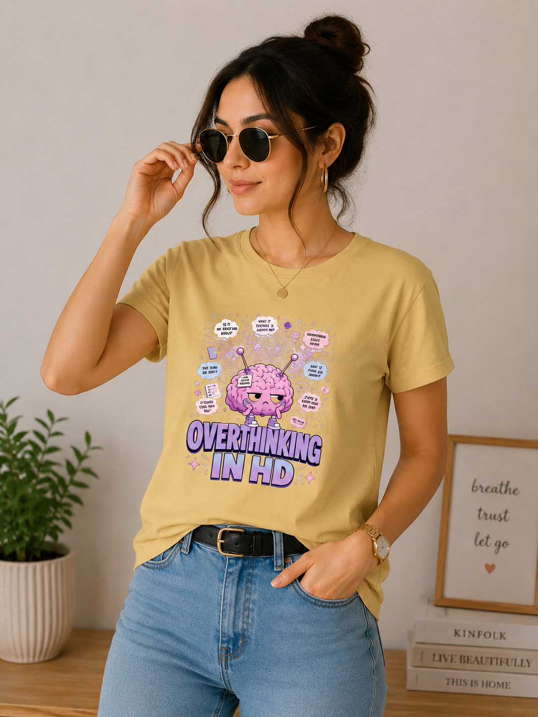 Overthinking In HD - Classic Crew Cotton T-Shirt for Women