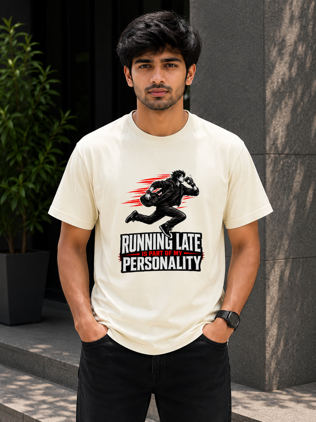 Running Late Is Part of My Personality Funny T-Shirt | Sarcastic Graphic Cotton T-shirt