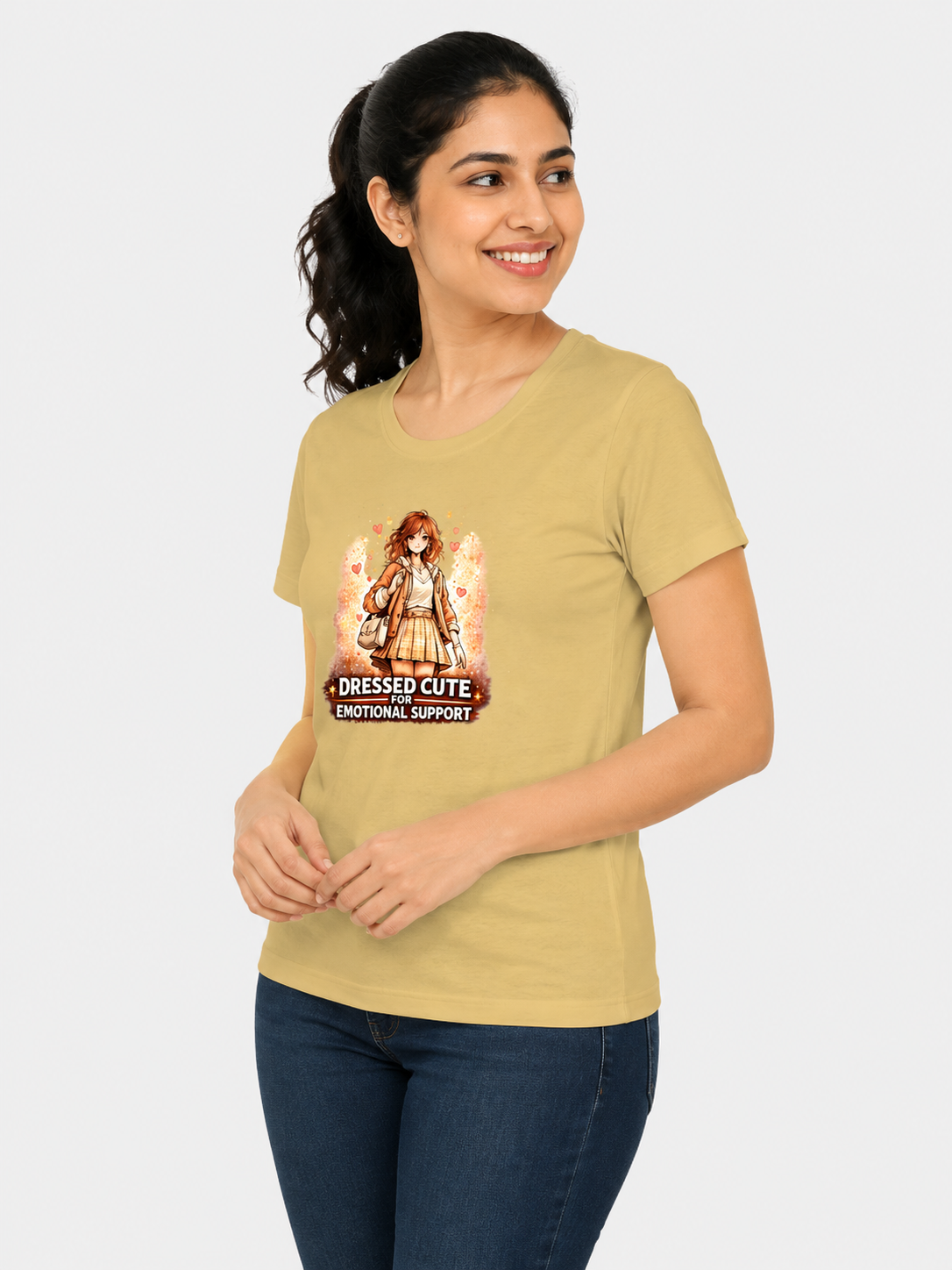 Dressed Cute For Emotional Support Women's Graphic T-Shirt | Funny Aesthetic Cotton T-shirt
