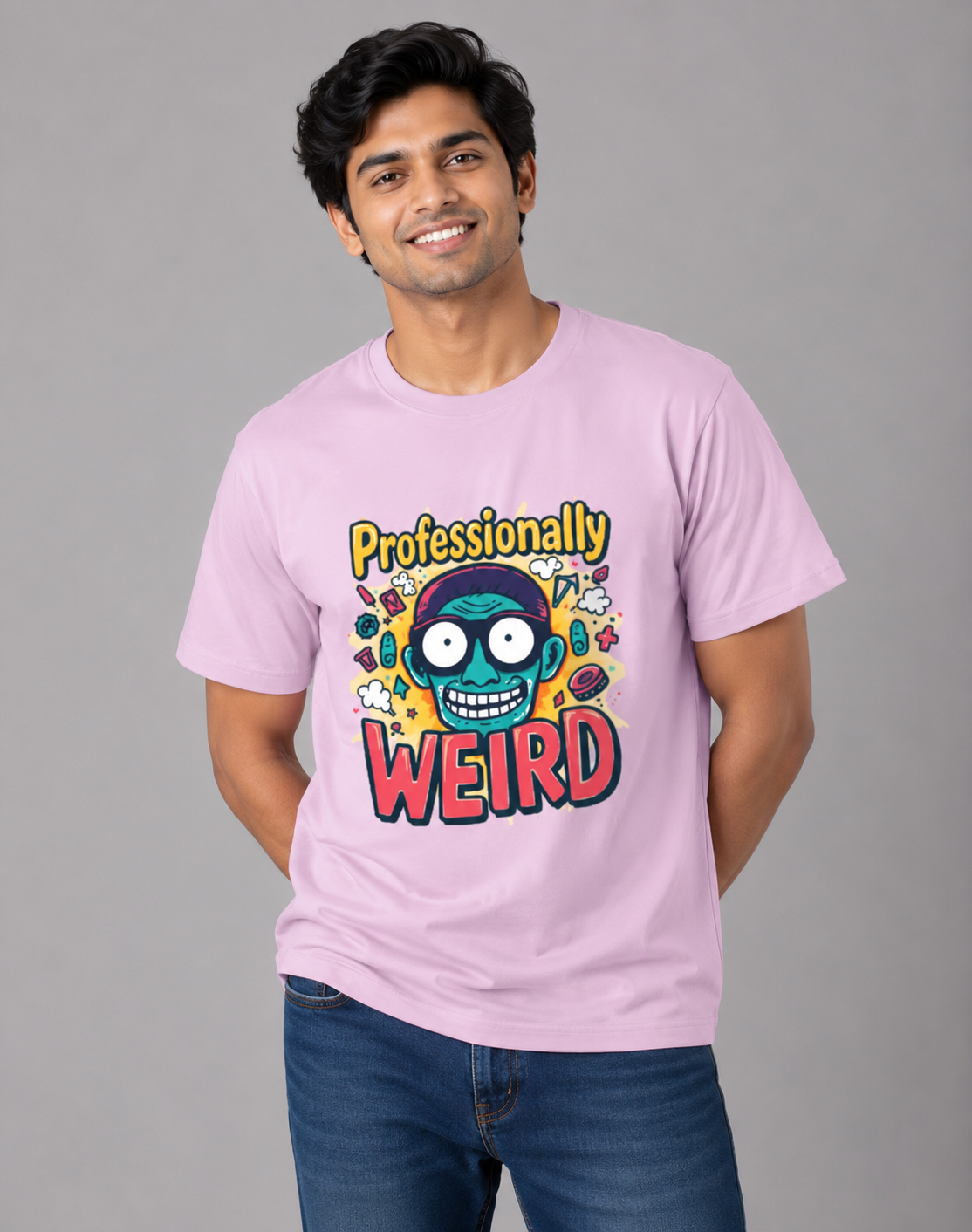 Professionally Weird - Classic Crew Cotton T-Shirt for Men