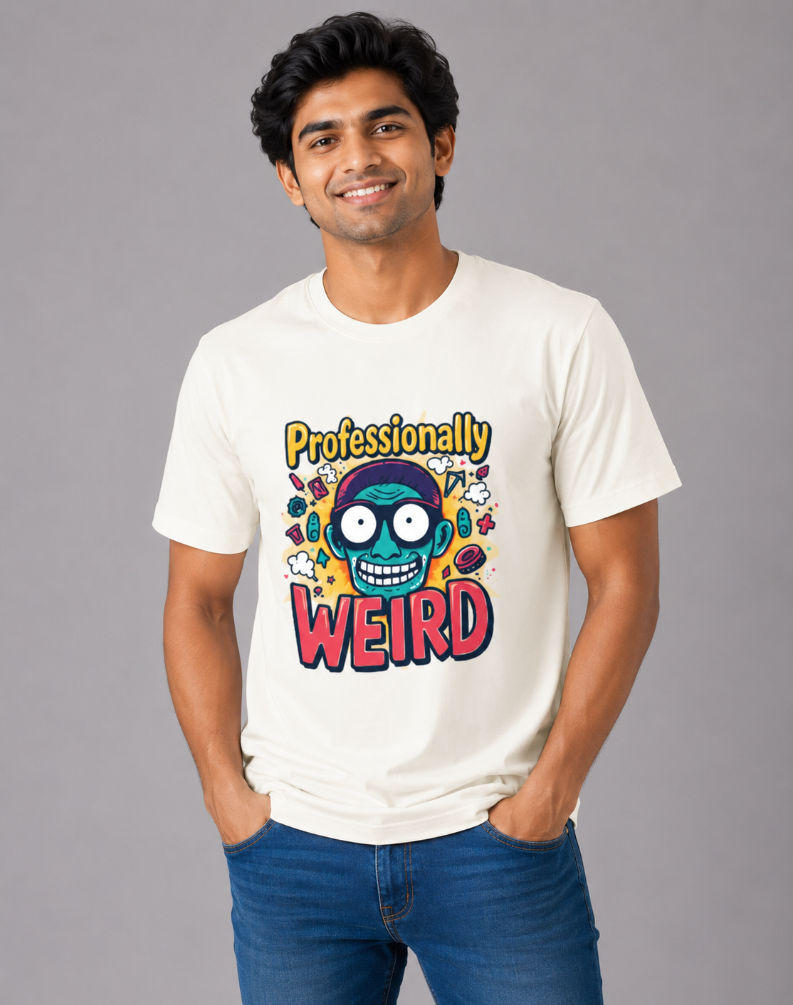 Professionally Weird - Classic Crew Cotton T-Shirt for Men
