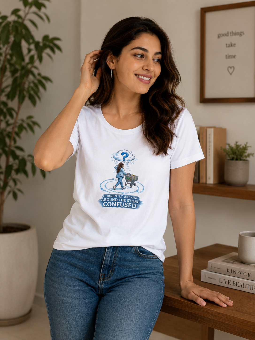 Currently Walking Around the Store Confused - Classic Crew Cotton T-Shirt for Women