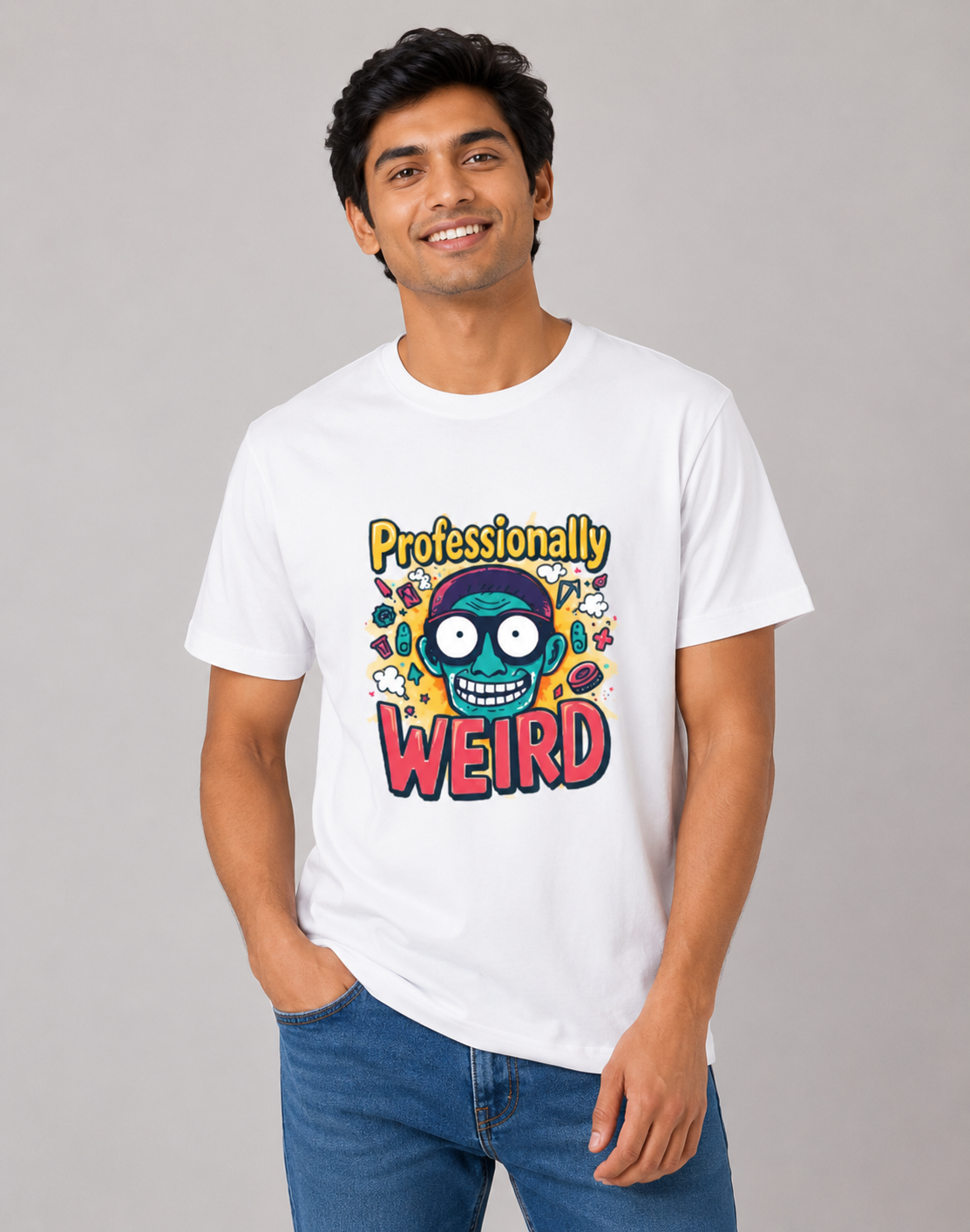 Professionally Weird - Classic Crew Cotton T-Shirt for Men