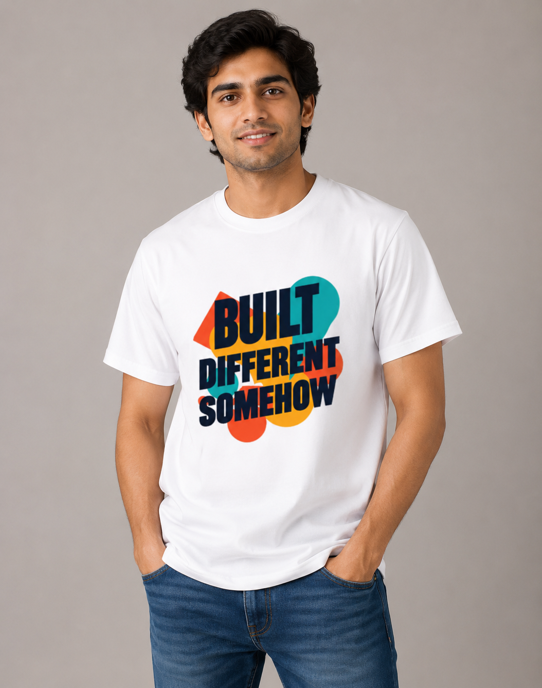 Built Different Somehow - Classic Crew Cotton T-Shirt for Men