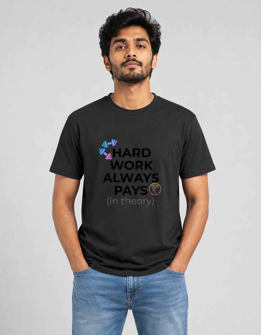 Hard Work Always Pays (In Theory) - Classic Crew Cotton T-Shirt for Men