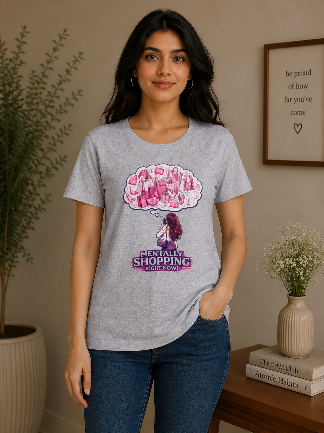 Mentally Shopping Right Now - Classic Crew Cotton T-Shirt for Women