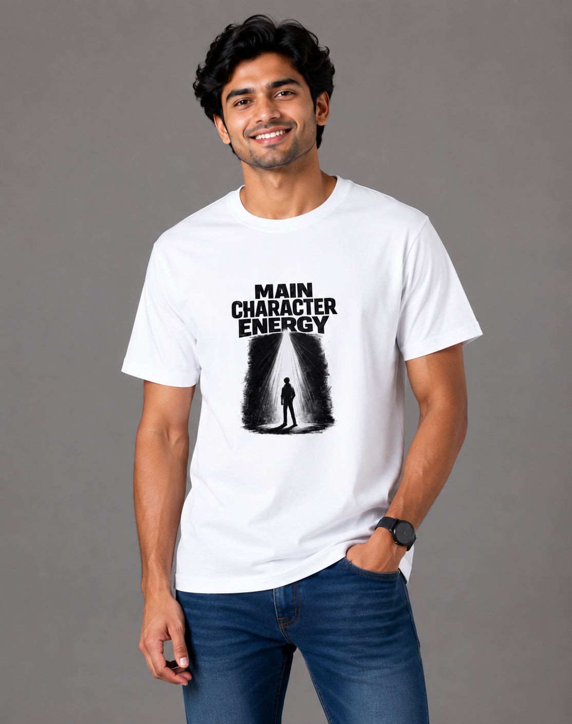 Main Character Energy - Classic Crew Cotton T-Shirt for Men