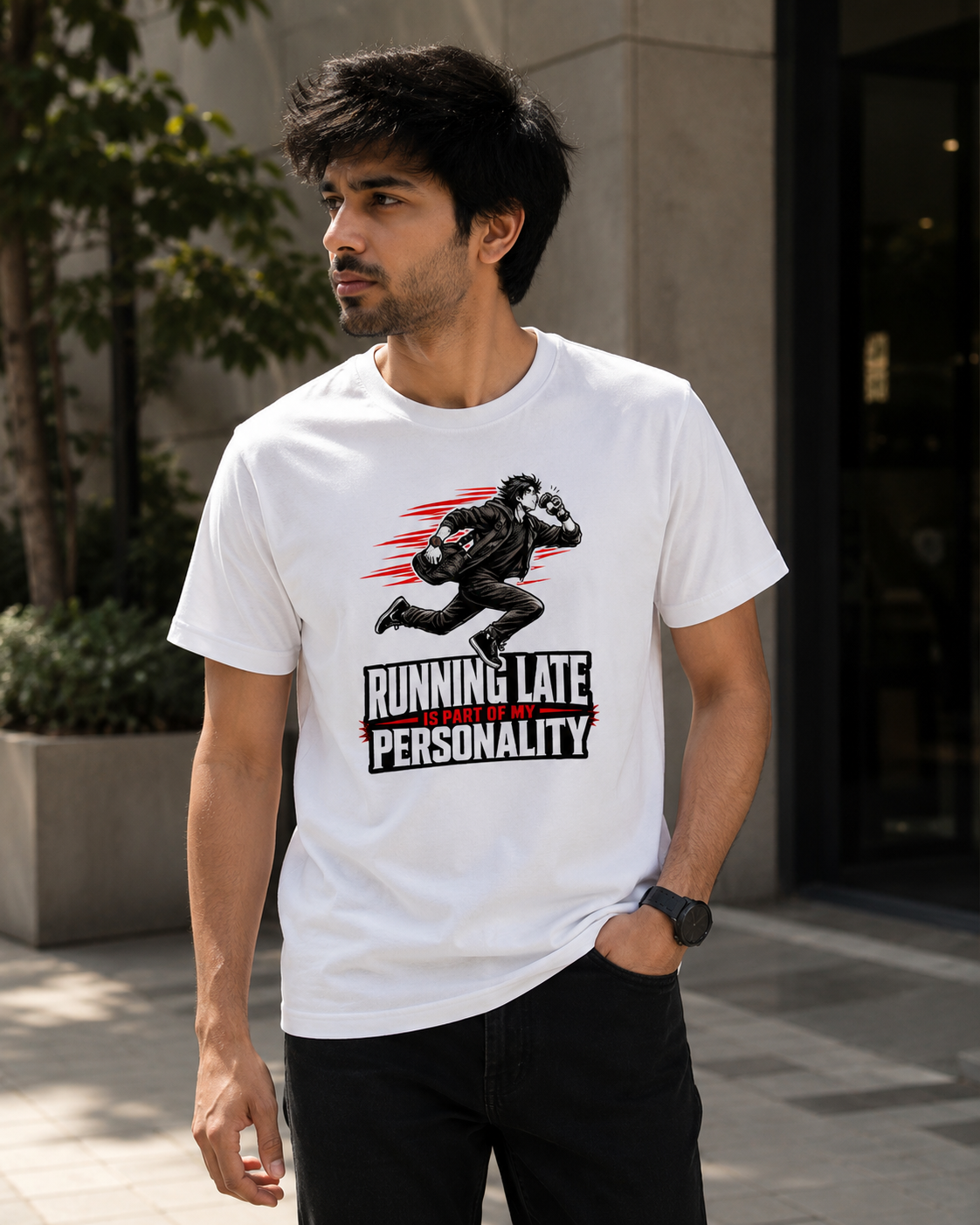 Running Late Is Part of My Personality Funny T-Shirt | Sarcastic Graphic Cotton T-shirt