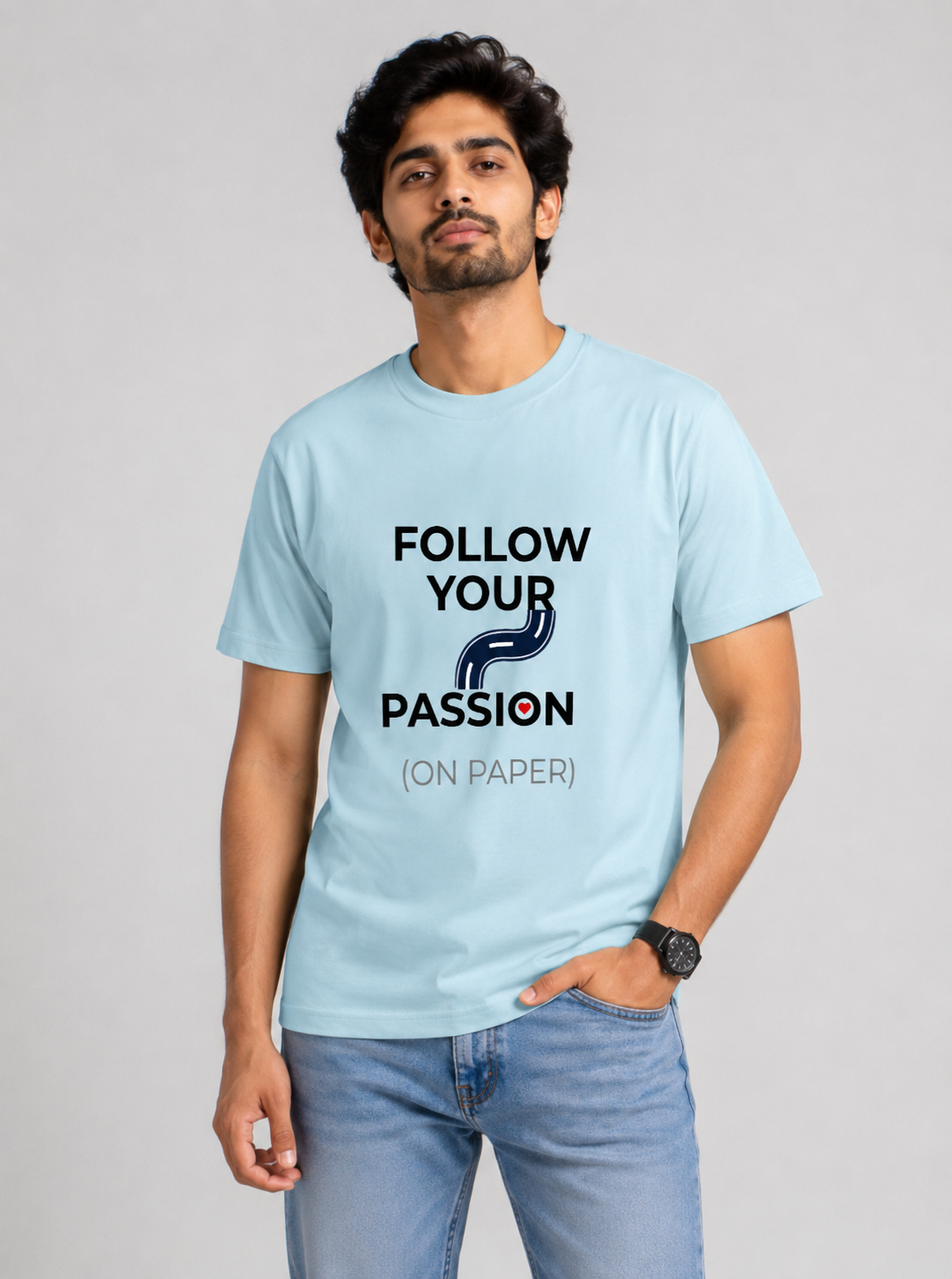 Follow Your Passion (On Paper) - Classic Crew Cotton T-Shirt for Men