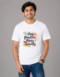 Stay Positive Panic Quietly - Classic Crew Cotton T-Shirt for Men