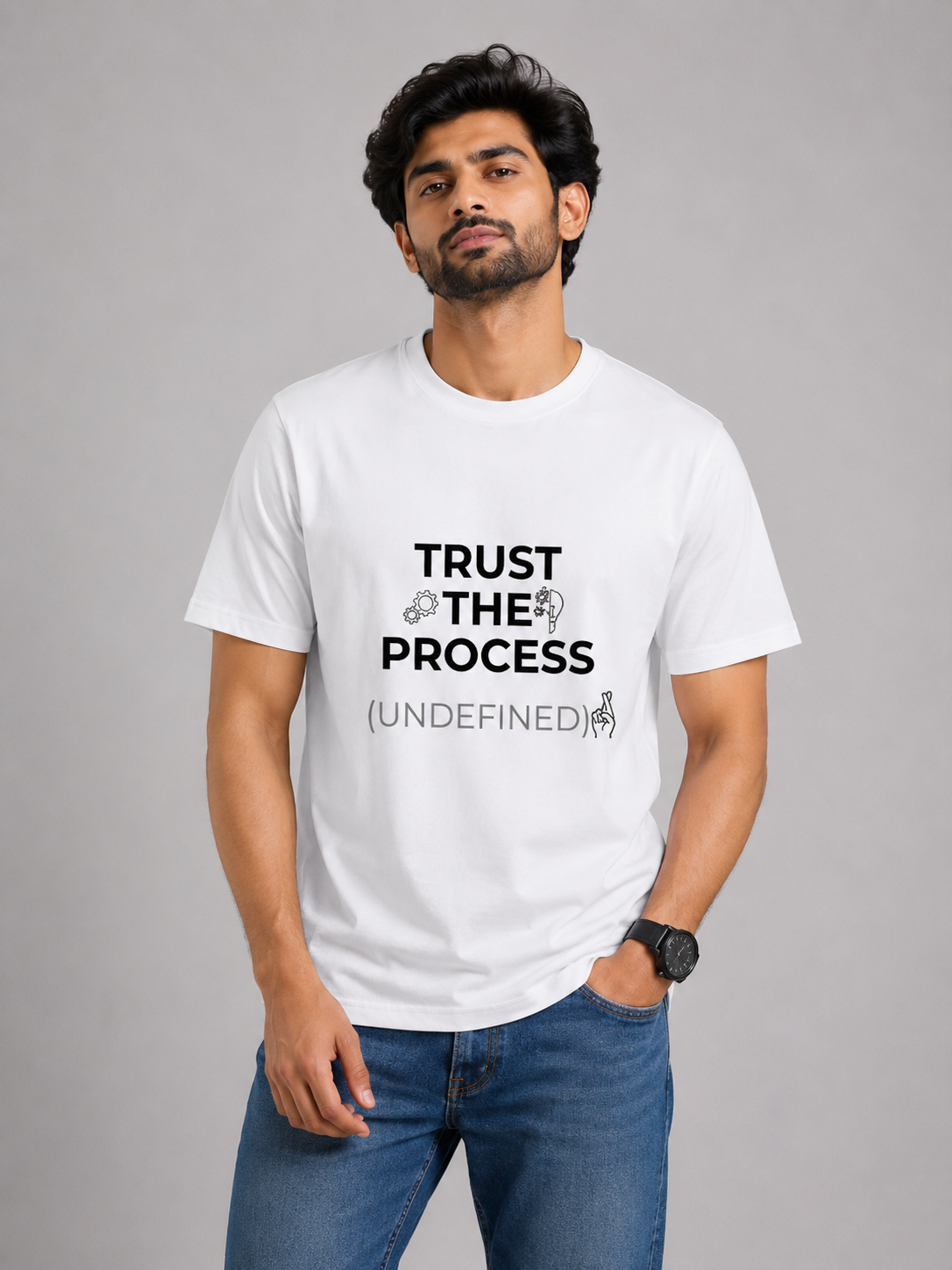 Trust The Process (Undefined) - Classic Crew Cotton T-Shirt for Men