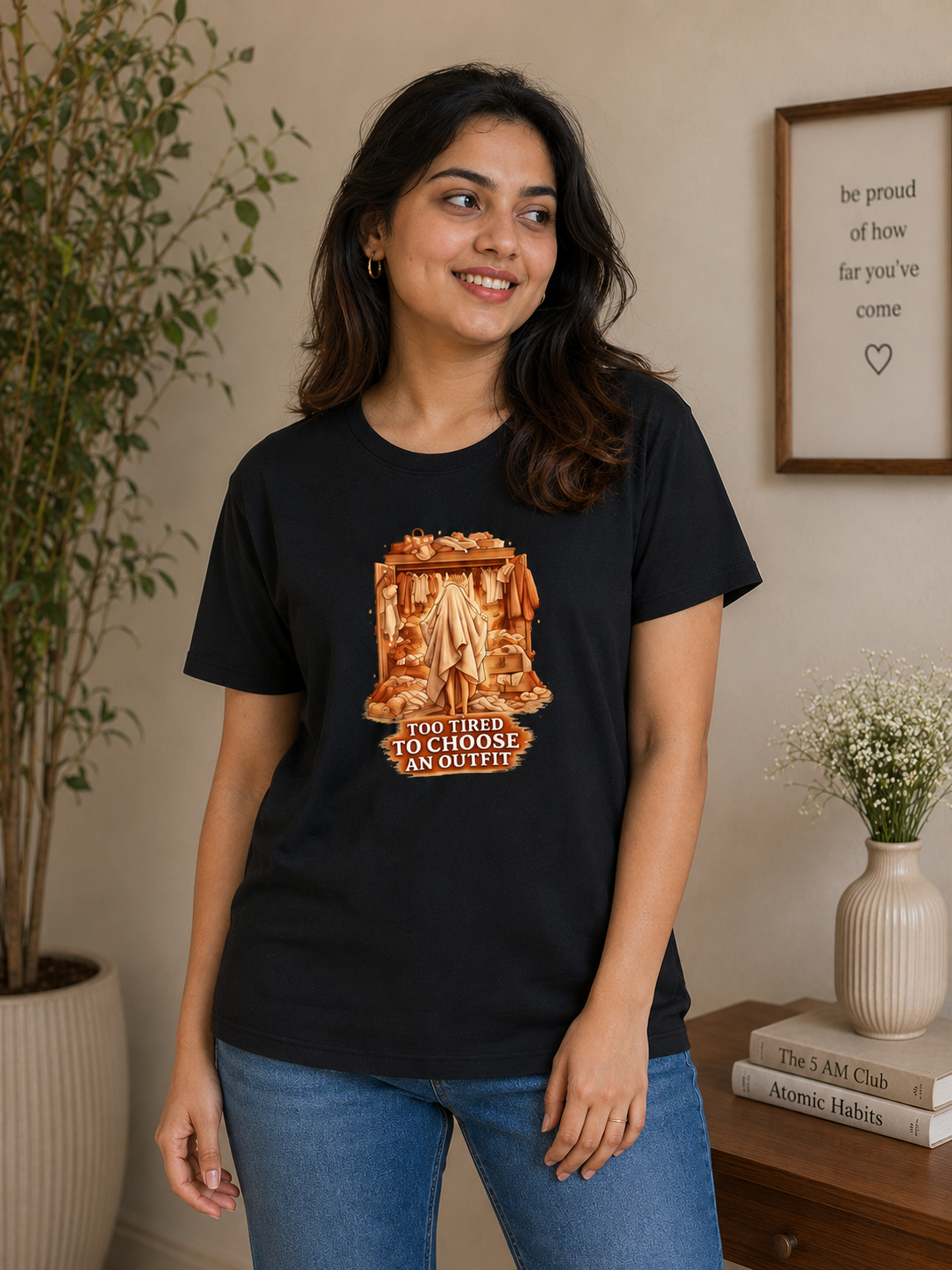 Too Tired to Choose an Outfit - Classic Crew Cotton T-Shirt for Women