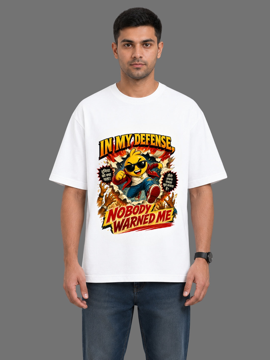 In My Defense, Nobody Warned Me Classic Crew Oversized T-Shirt