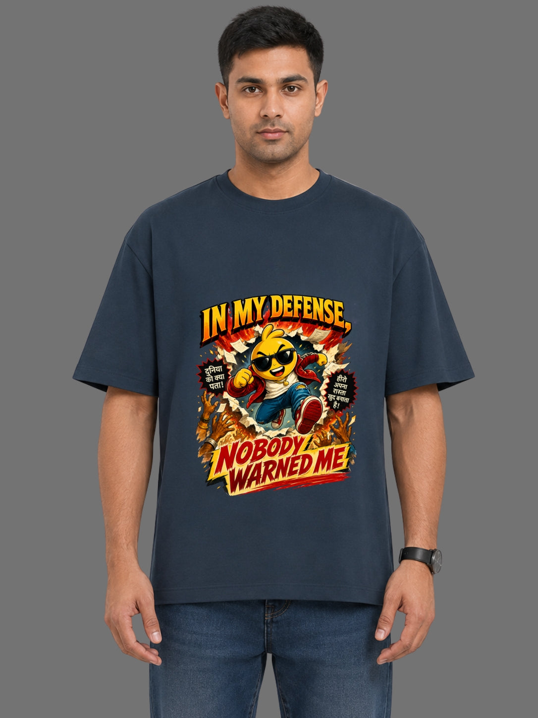In My Defense, Nobody Warned Me Classic Crew Oversized T-Shirt