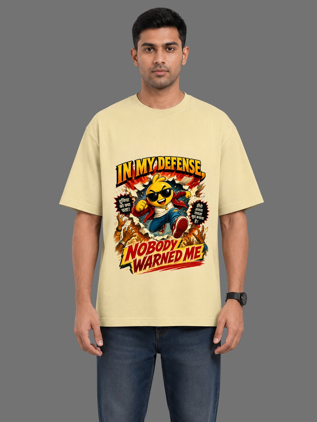 In My Defense, Nobody Warned Me Classic Crew Oversized T-Shirt