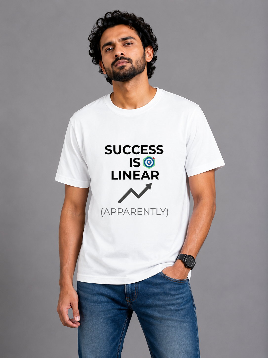 Success Is Linear (Apparently) - Classic Crew Cotton T-Shirt for Men