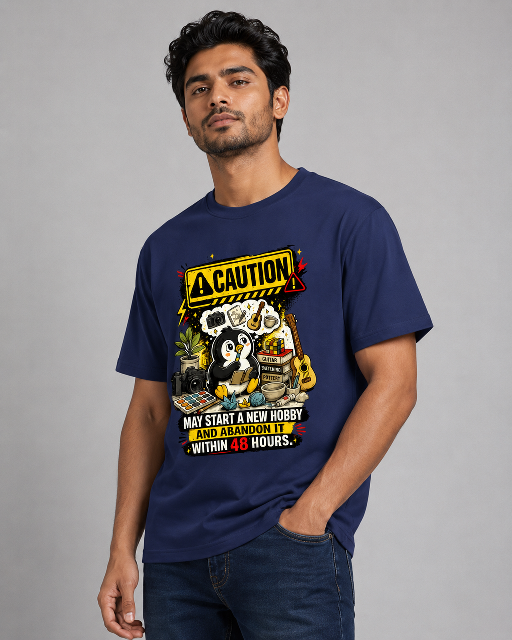 Caution: May Start a New Hobby T-Shirt | Cotton Printed Men's T-Shirt