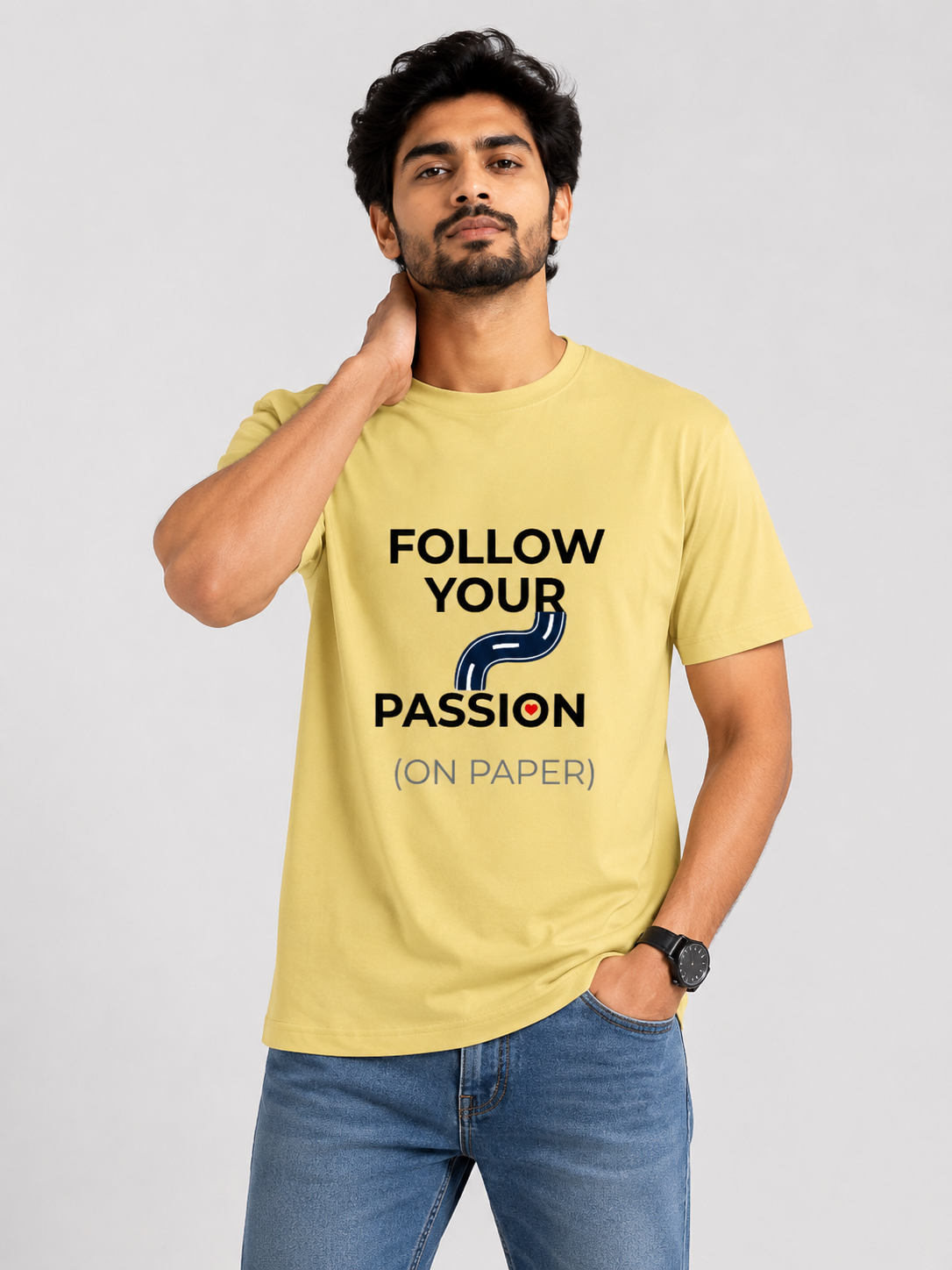 Follow Your Passion (On Paper) - Classic Crew Cotton T-Shirt for Men