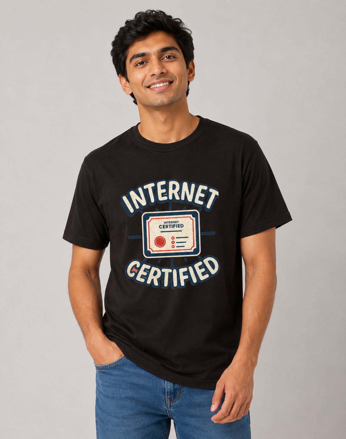 Internet Certified - Classic Crew Cotton T-Shirt for Men
