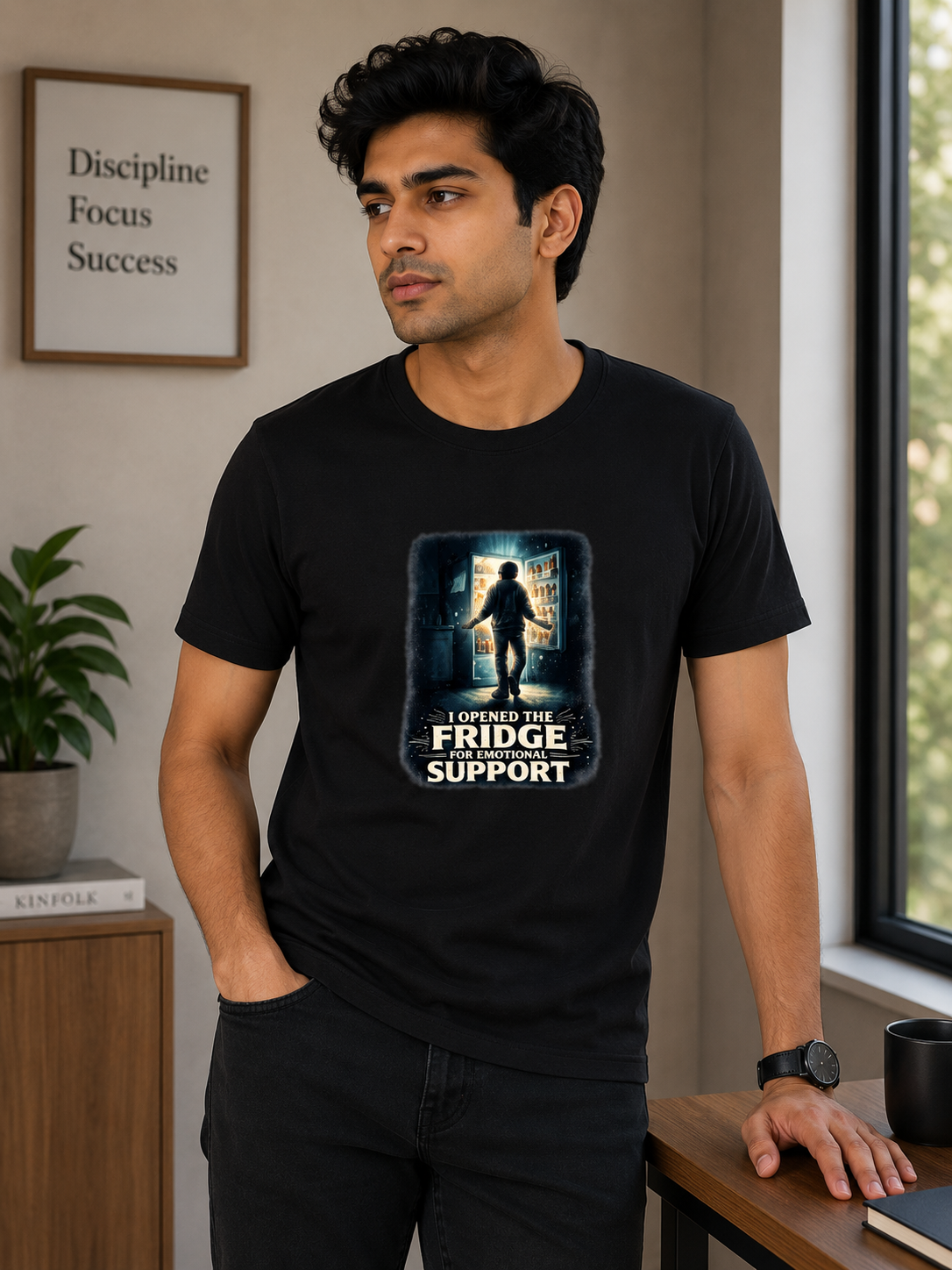 I Opened The Fridge For Emotional Support Funny T-Shirt | Sarcastic Cotton Graphic Tee