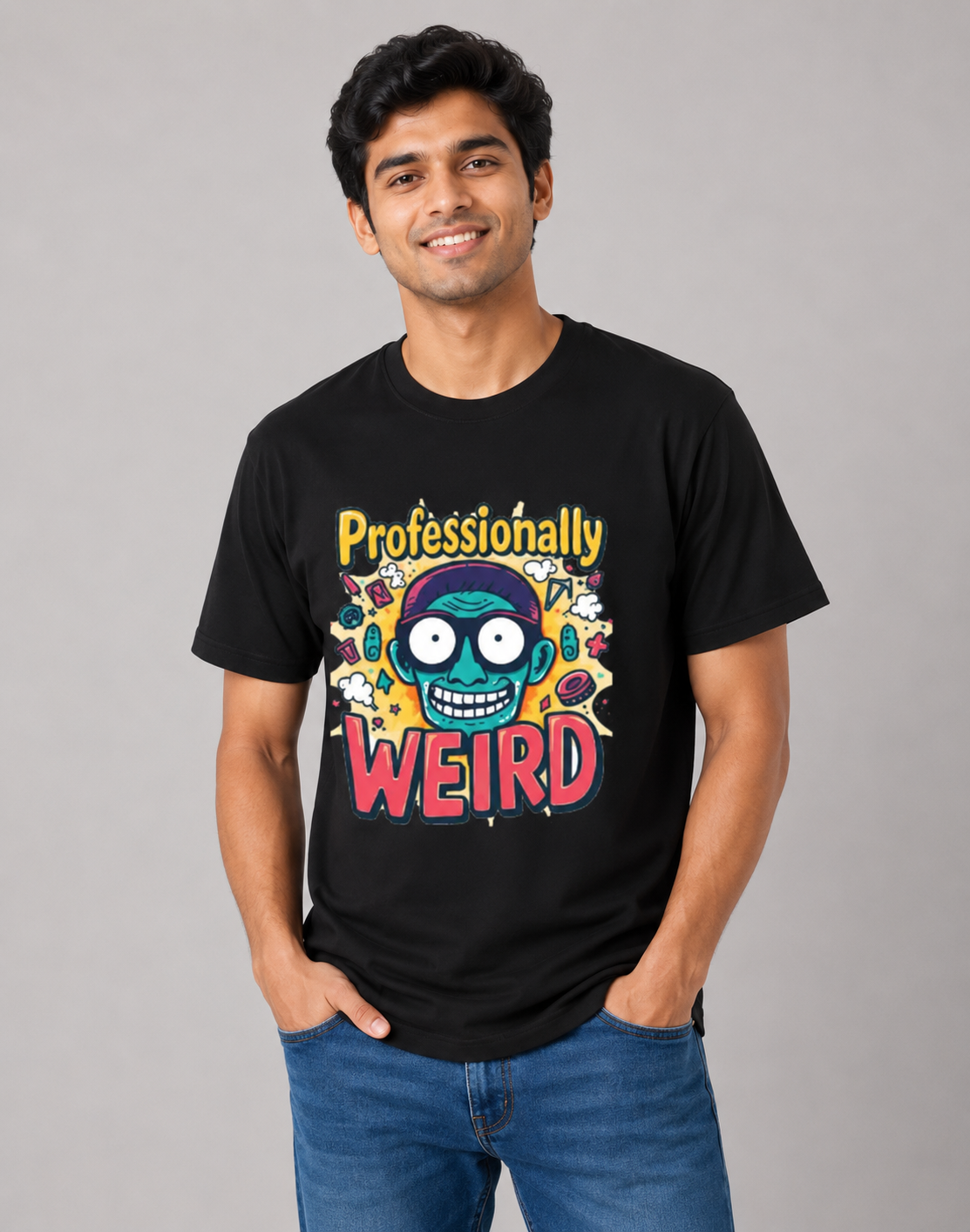 Professionally Weird - Classic Crew Cotton T-Shirt for Men