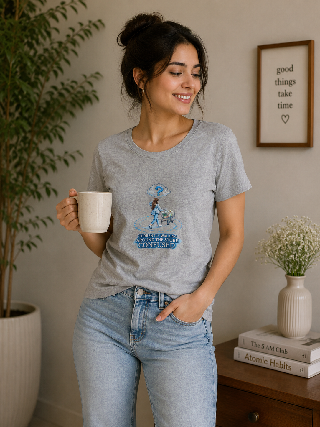 Currently Walking Around the Store Confused - Classic Crew Cotton T-Shirt for Women