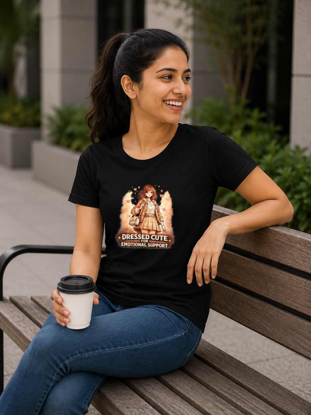 Dressed Cute For Emotional Support Women's Graphic T-Shirt | Funny Aesthetic Cotton T-shirt
