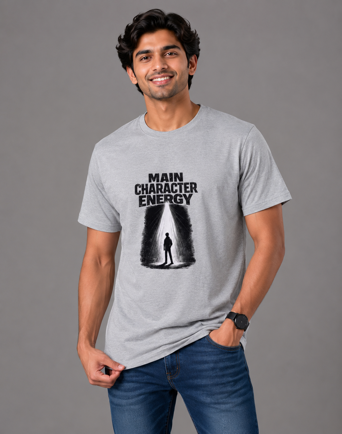 Main Character Energy - Classic Crew Cotton T-Shirt for Men