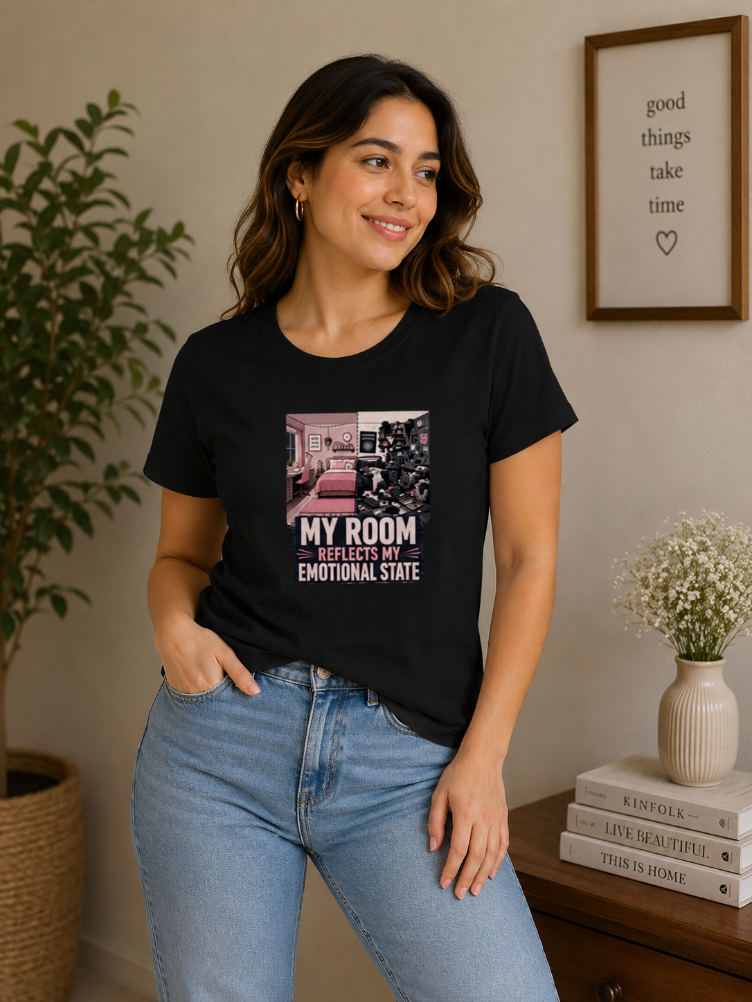 My Room Reflects My Emotional State - Classic Crew Cotton T-Shirt for Women