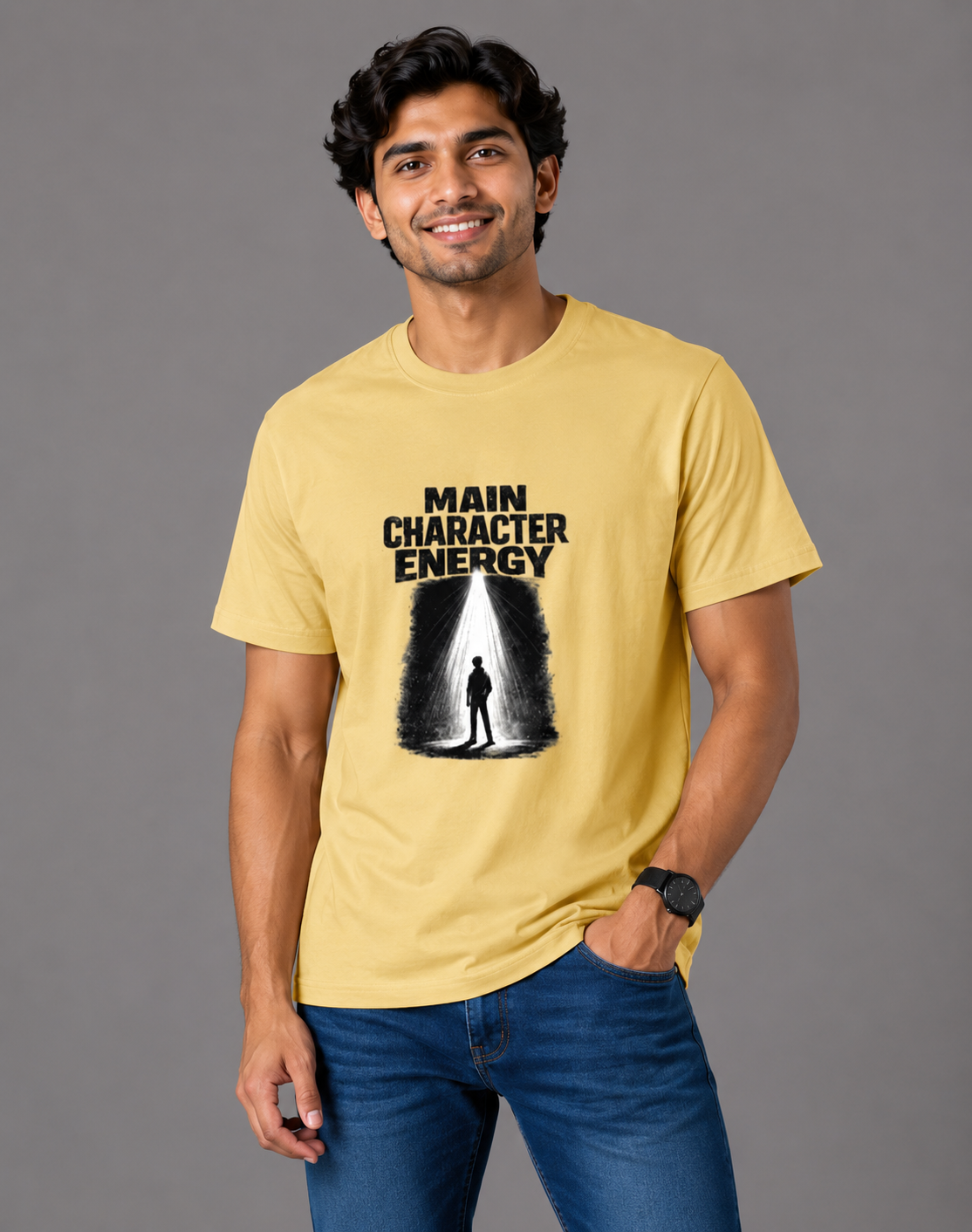 Main Character Energy - Classic Crew Cotton T-Shirt for Men