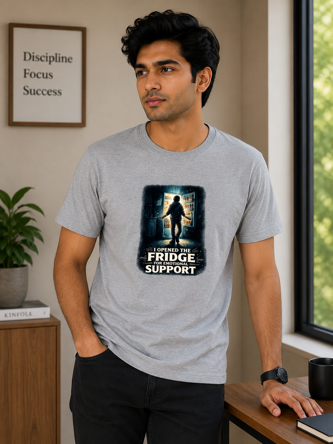 I Opened The Fridge For Emotional Support Funny T-Shirt | Sarcastic Cotton Graphic Tee