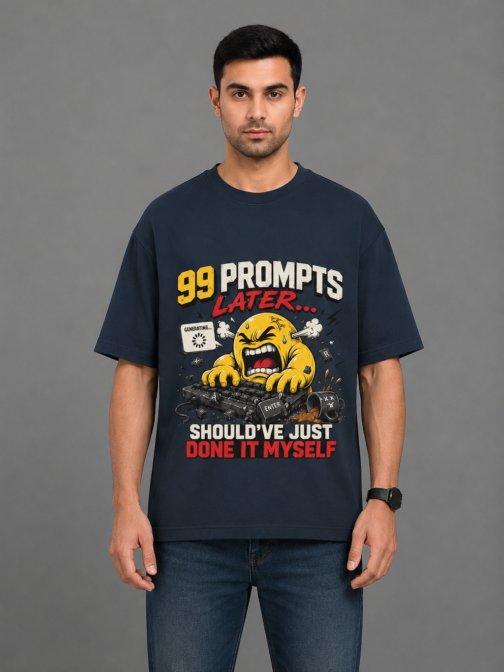 99 Prompts Later... Should've Just Done It Myself Men's Oversized T-Shirt