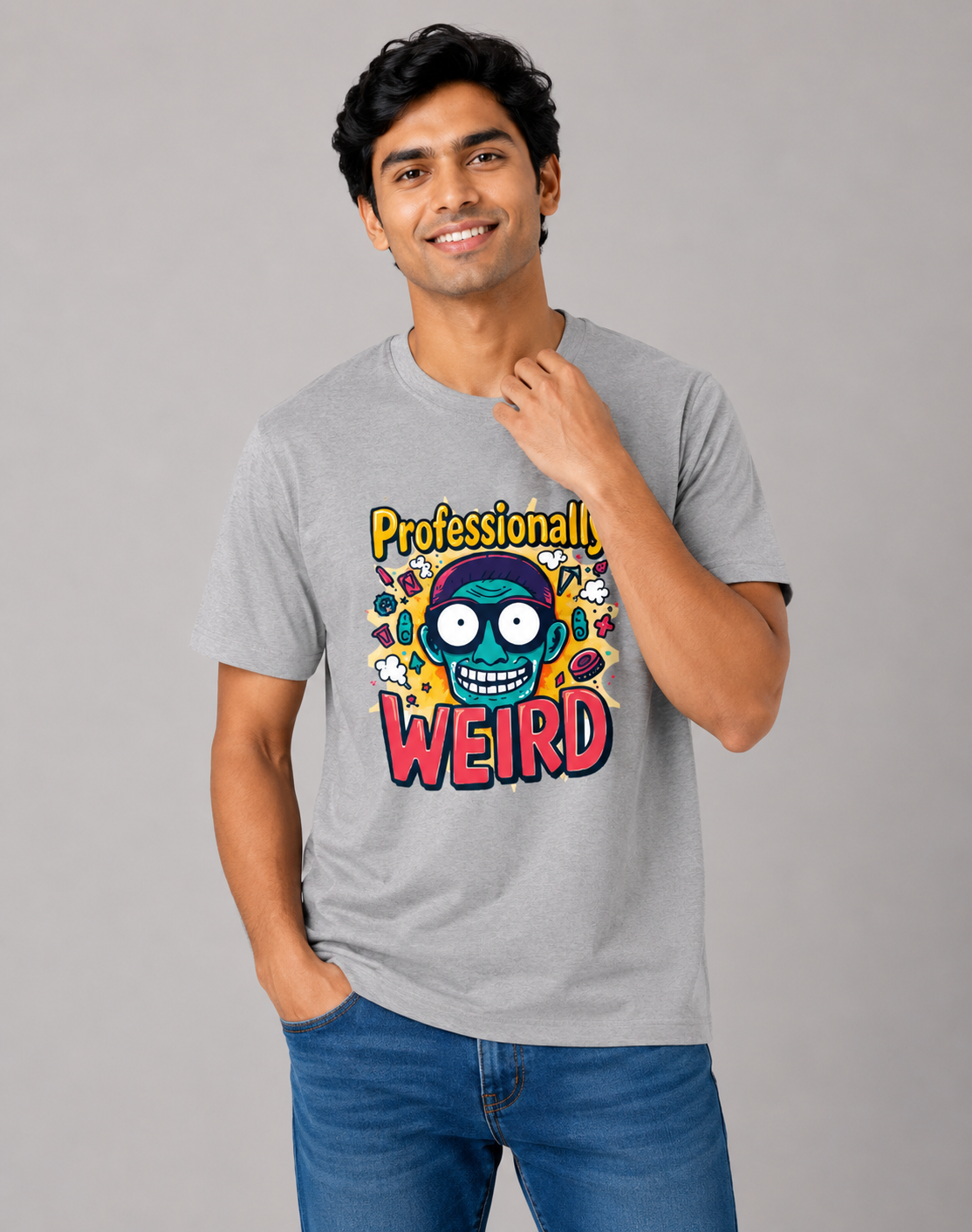 Professionally Weird - Classic Crew Cotton T-Shirt for Men